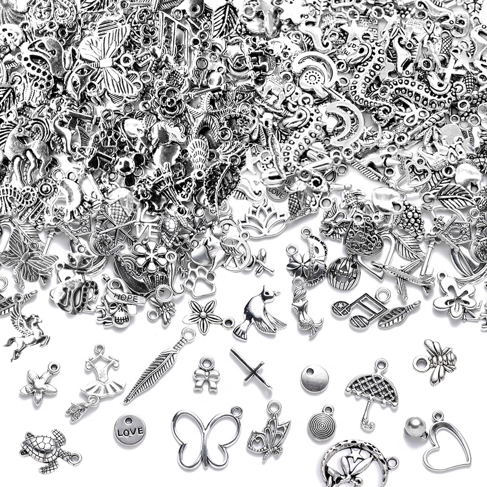 NEPAK 400PCS Wholesale Bulk Lots Jewelry Making Silver Charms Tibetan  Silver Metal Charms Pendants DIY for Bracelet Necklace Jewelry Making and  Crafting